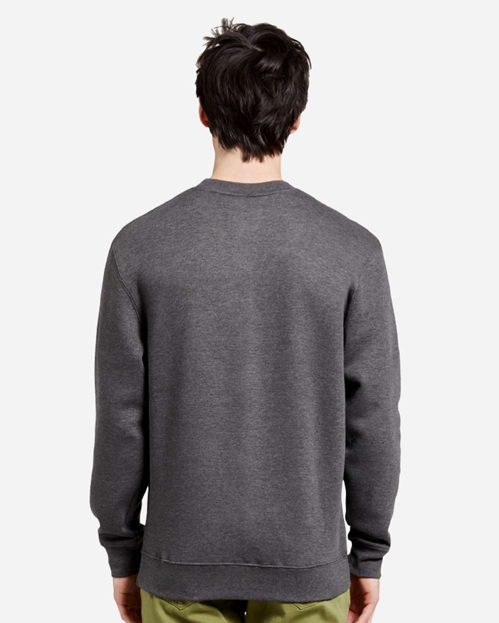 Unisex Premium Crewneck Sweatshirt - OnModelBack - B489C9592 - Charcoal Heather