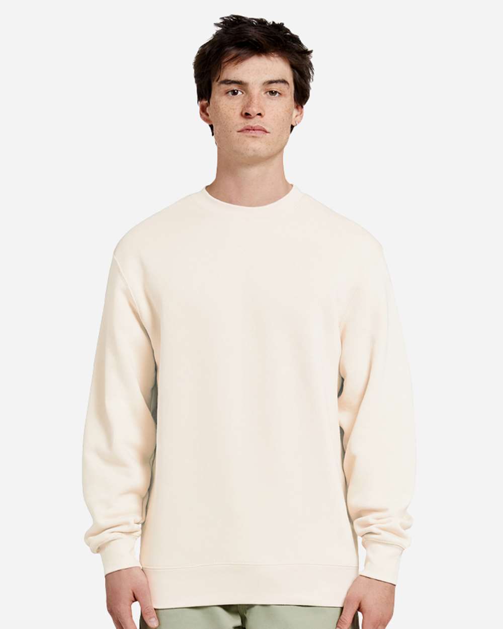 Unisex Premium Crewneck Sweatshirt - OnModelFront - B489C9102 - Sand