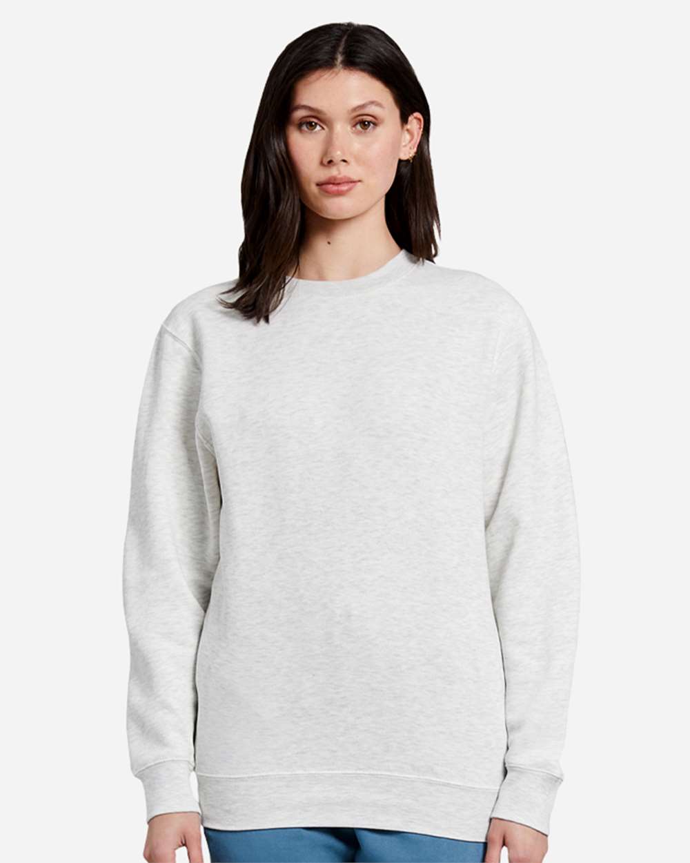 Unisex Premium Crewneck Sweatshirt - OnModelFront - B489C9242 - Oatmeal Heather