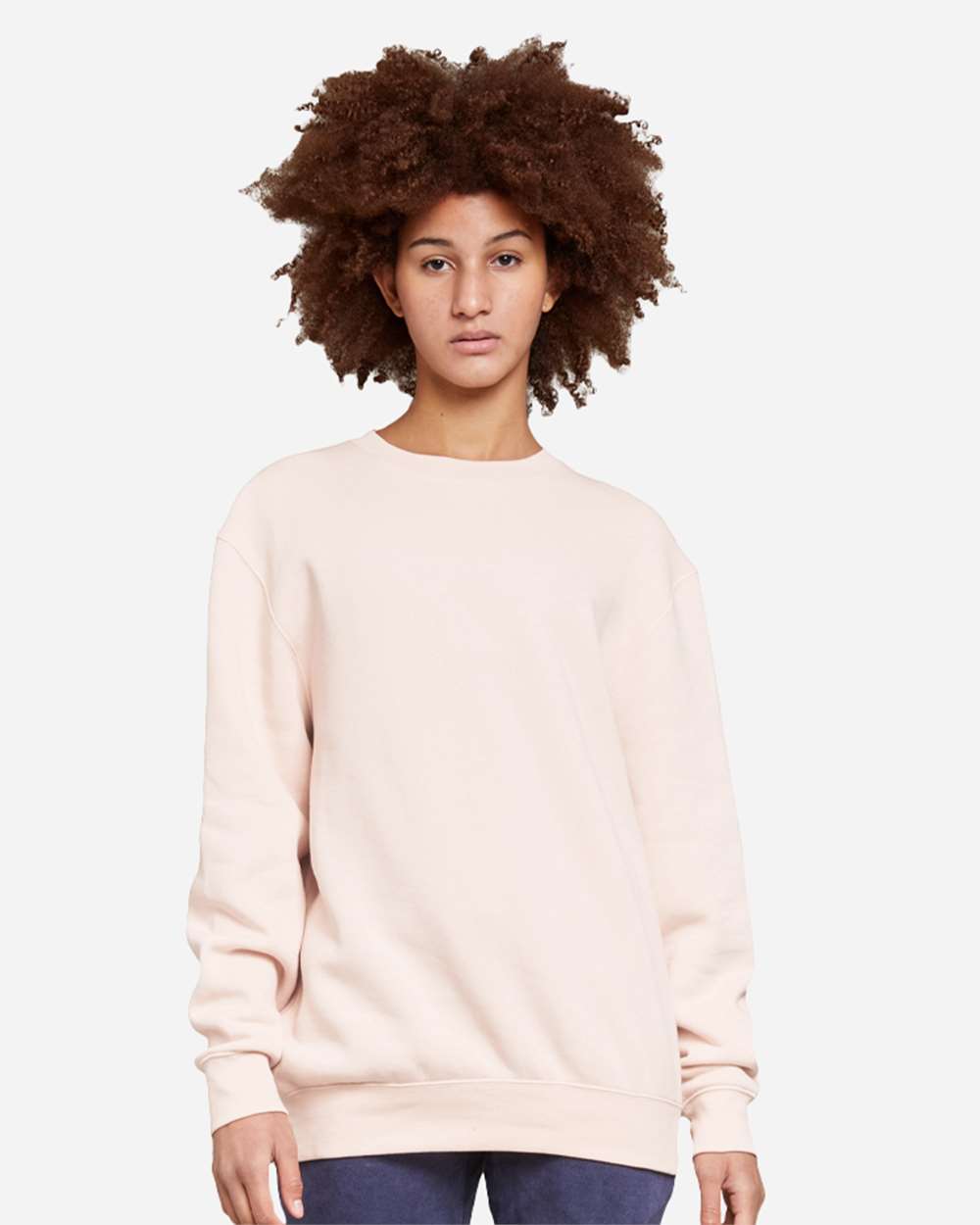 Unisex Premium Crewneck Sweatshirt - OnModelFront - B489C9302 - Pale Pink