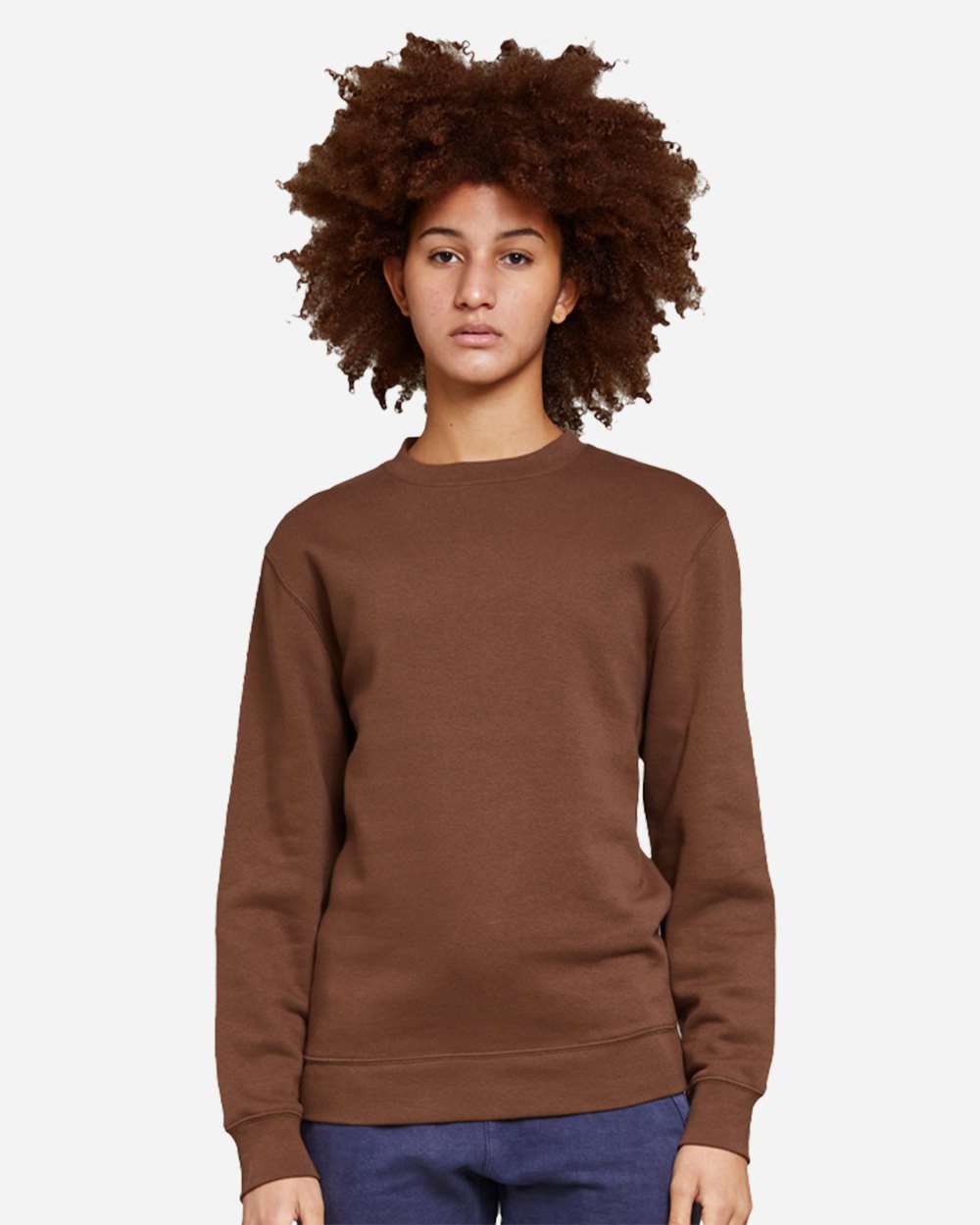 Unisex Premium Crewneck Sweatshirt - OnModelFront - B489C9602 - Chestnut
