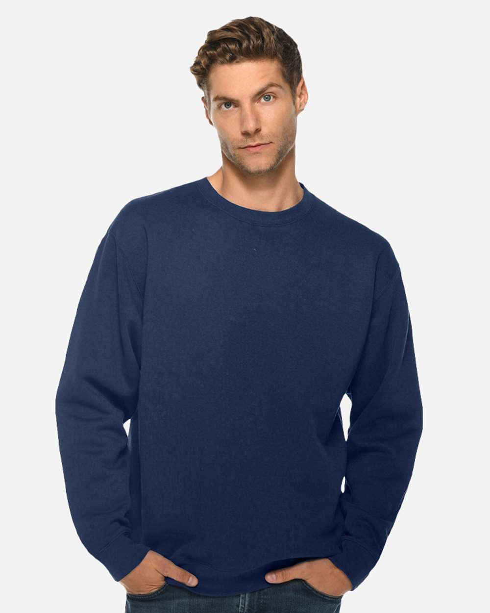 Unisex Premium Crewneck Sweatshirt - OnModelFront - B489C9652 - Navy