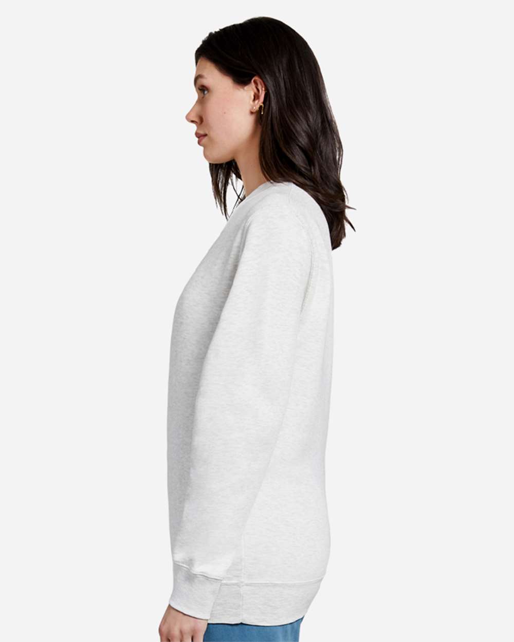 Unisex Premium Crewneck Sweatshirt - OnModelSide - B489C9242 - Oatmeal Heather