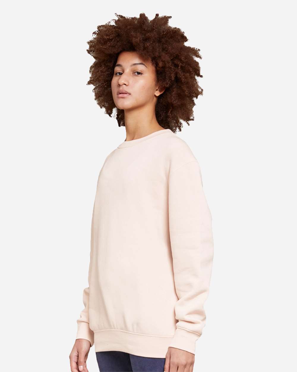 Unisex Premium Crewneck Sweatshirt - OnModelSide - B489C9302 - Pale Pink