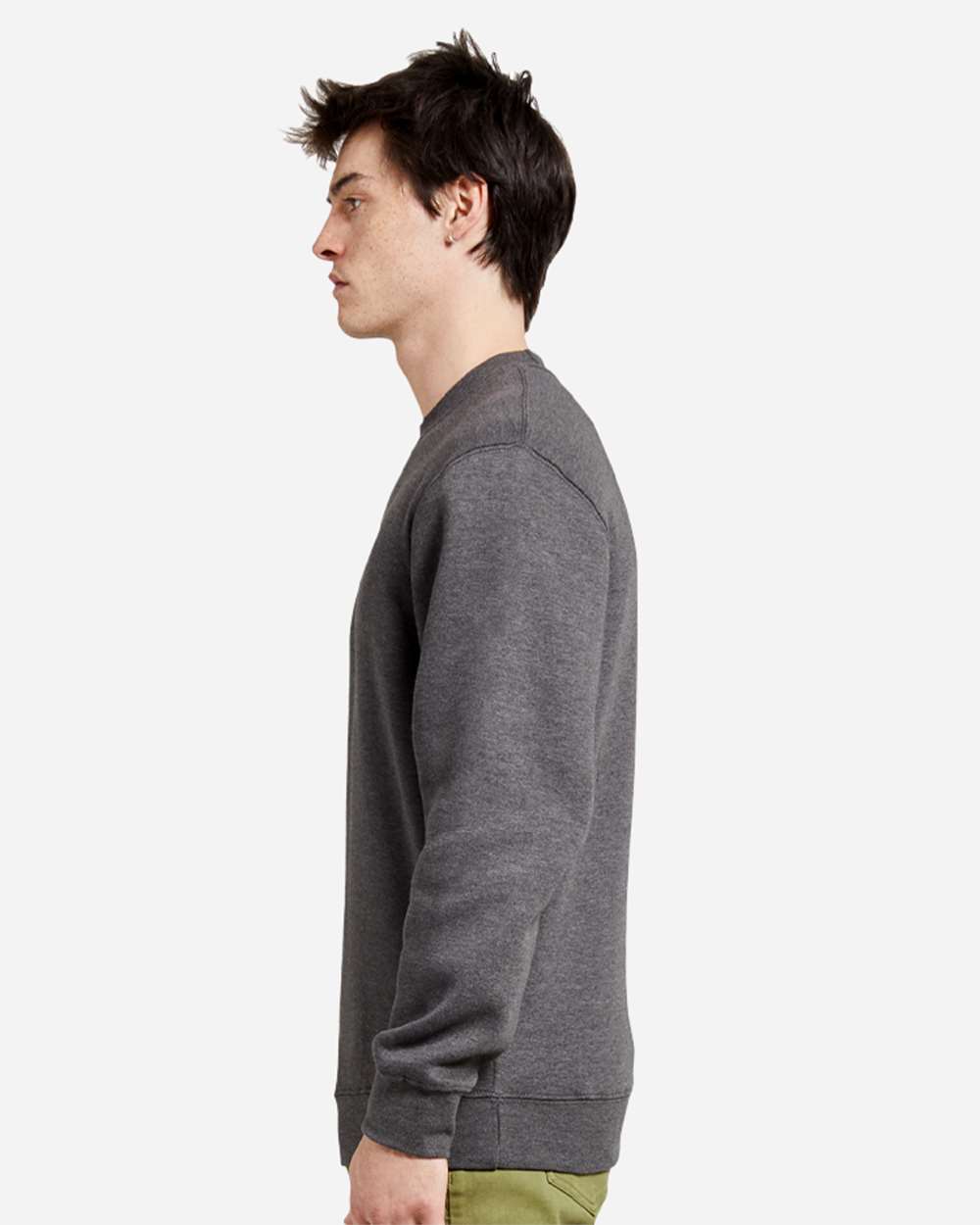 Unisex Premium Crewneck Sweatshirt - OnModelSide - B489C9592 - Charcoal Heather