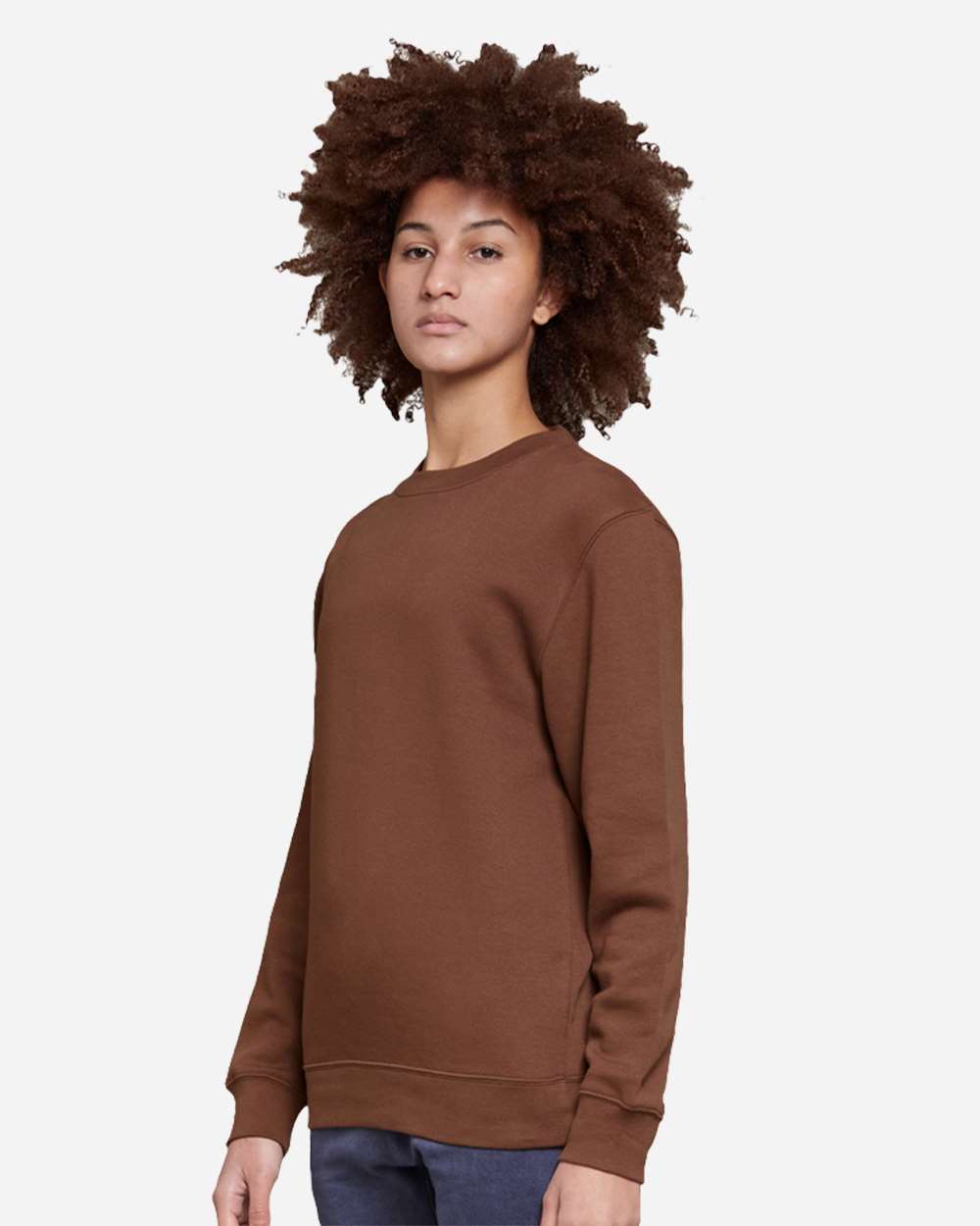 Unisex Premium Crewneck Sweatshirt - OnModelSide - B489C9602 - Chestnut
