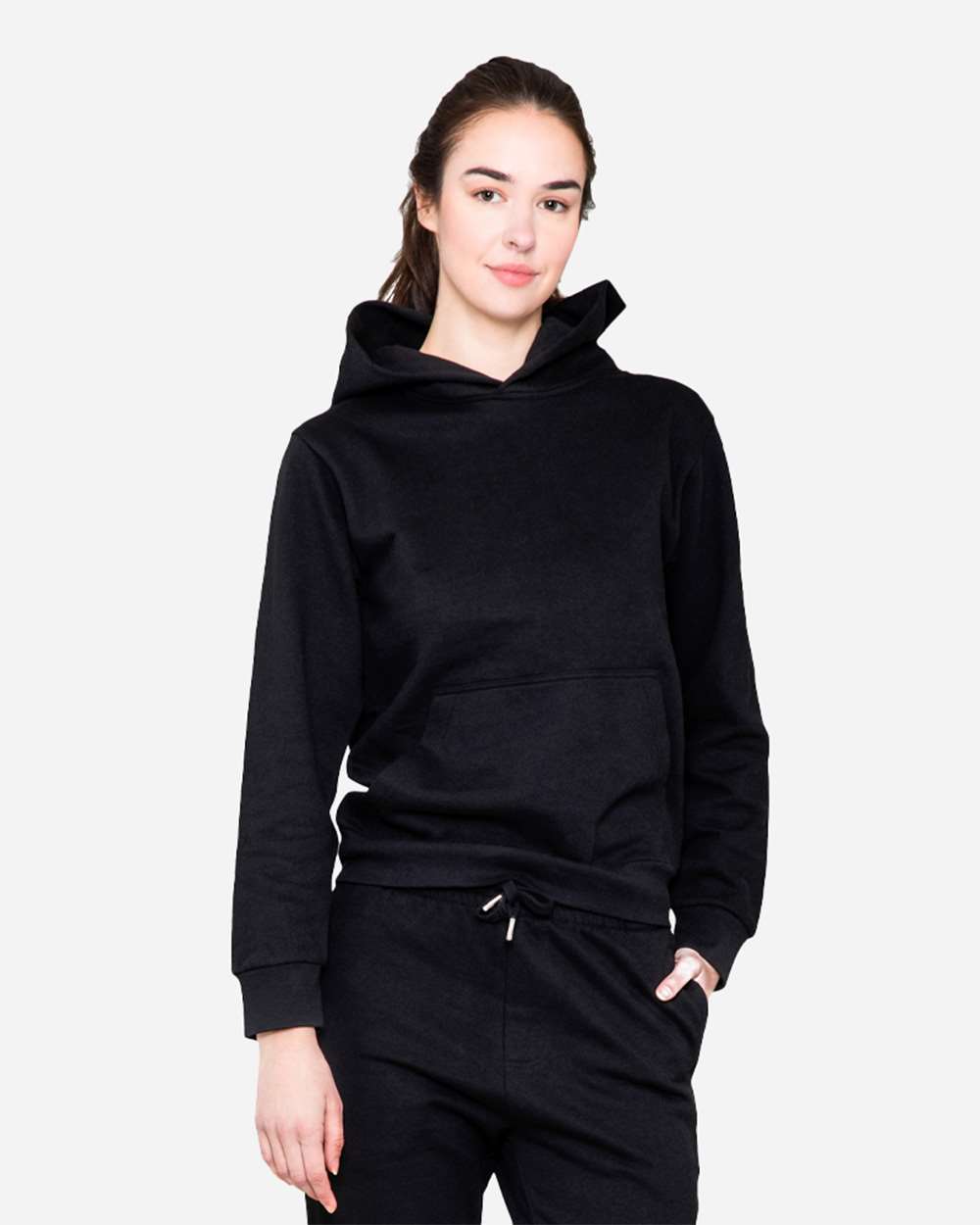 Unisex Urban Pullover Hooded Sweatshirt - OnModelFront - B595C9502 - Black