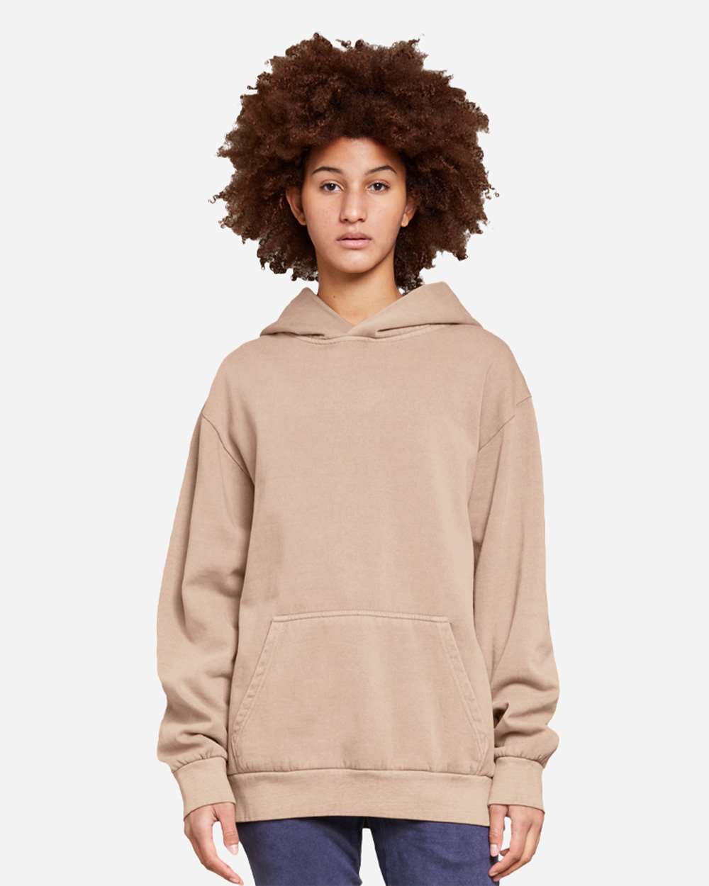 Unisex Urban Pullover Hooded Sweatshirt - OnModelFront - B595C9602 - Burro