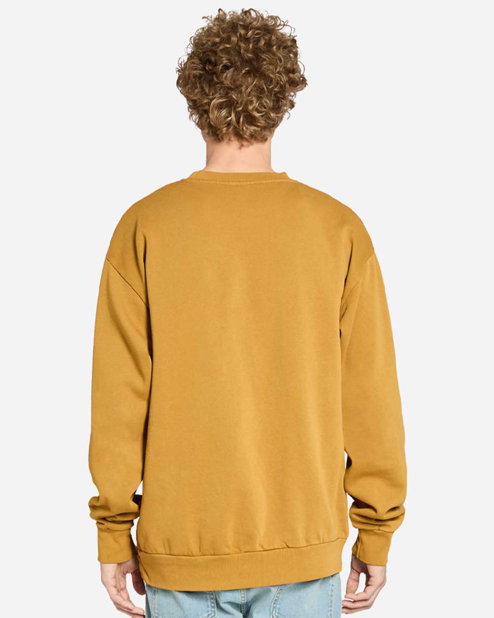Unisex Pigment-Dyed Crewneck Sweatshirt - OnModelBack - B496C9112 - Peanut Butter