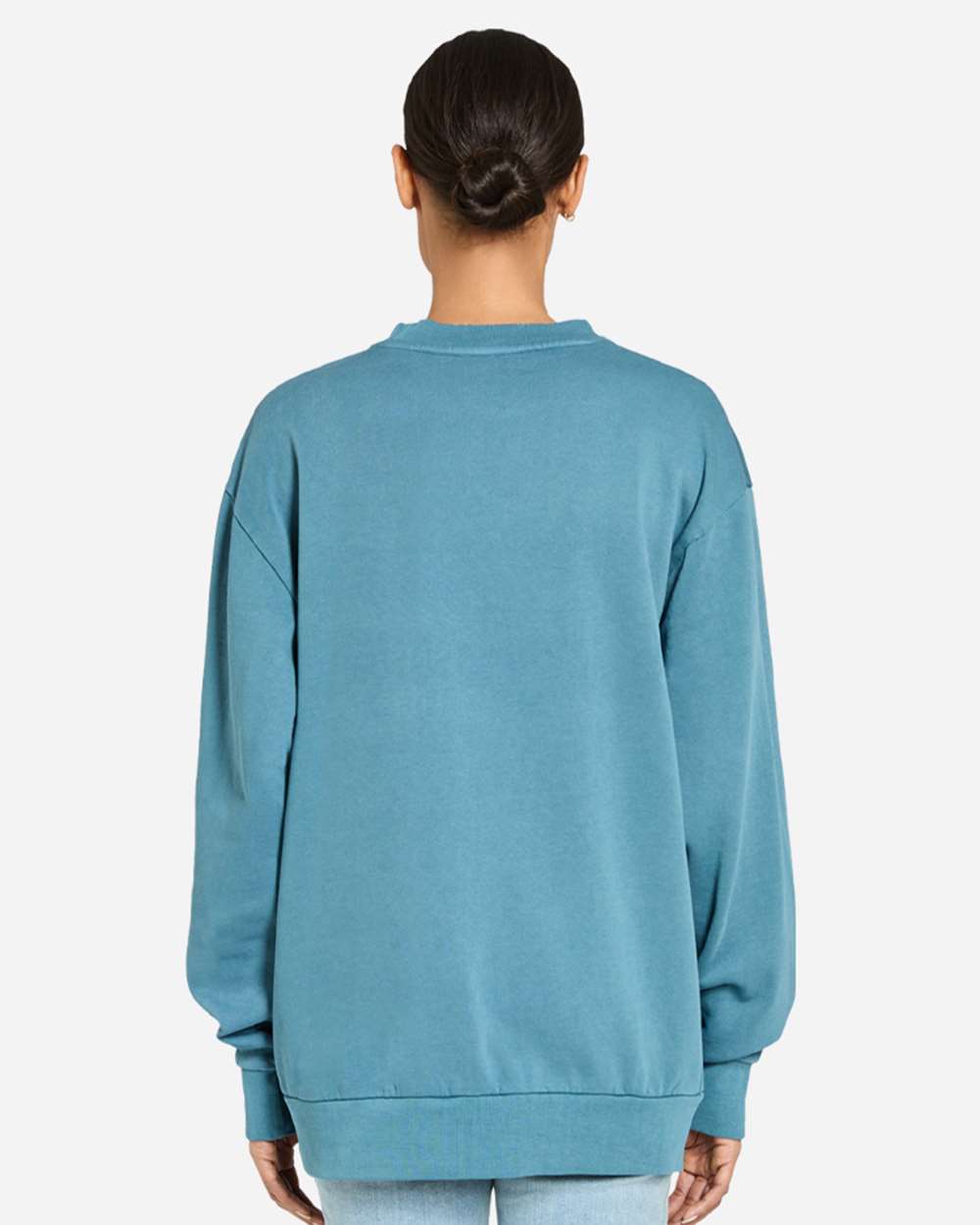 Unisex Pigment-Dyed Crewneck Sweatshirt - OnModelBack - B496C9252 - Pebble Blue