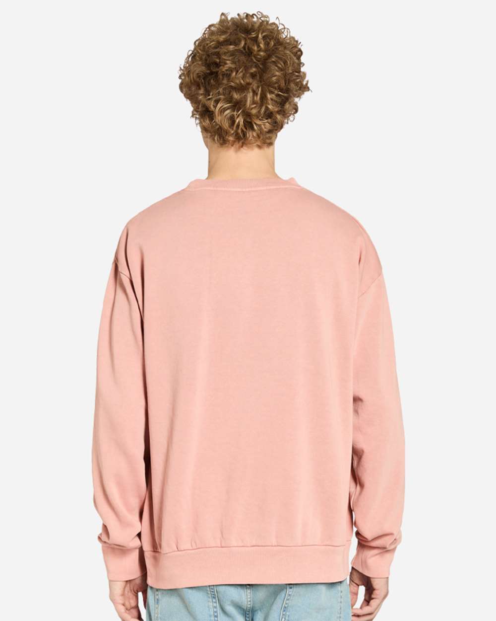Unisex Pigment-Dyed Crewneck Sweatshirt - OnModelBack - B496C9362 - Salmon