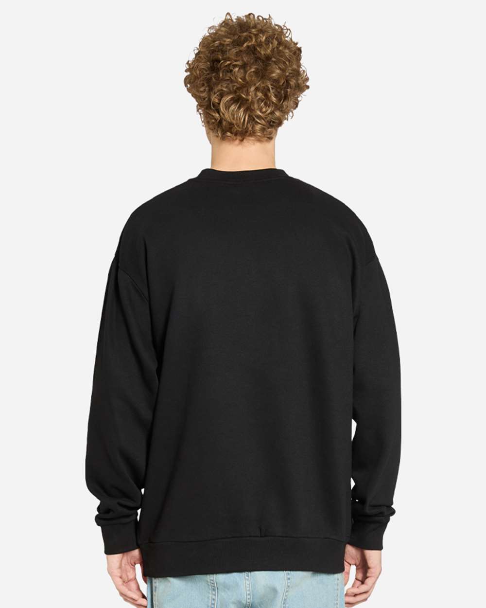 Unisex Pigment-Dyed Crewneck Sweatshirt - OnModelBack - B496C9502 - Black