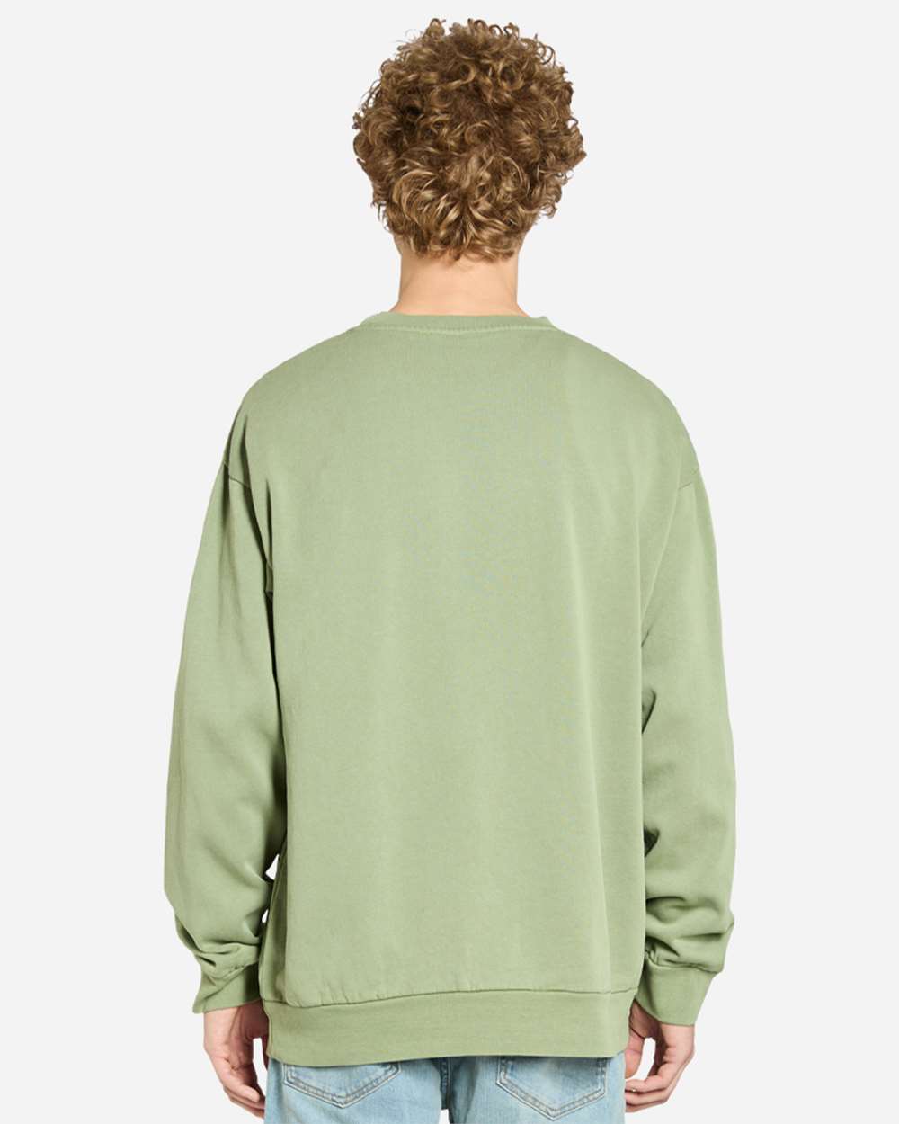 Unisex Pigment-Dyed Crewneck Sweatshirt - OnModelBack - B496C9542 - Oil Green