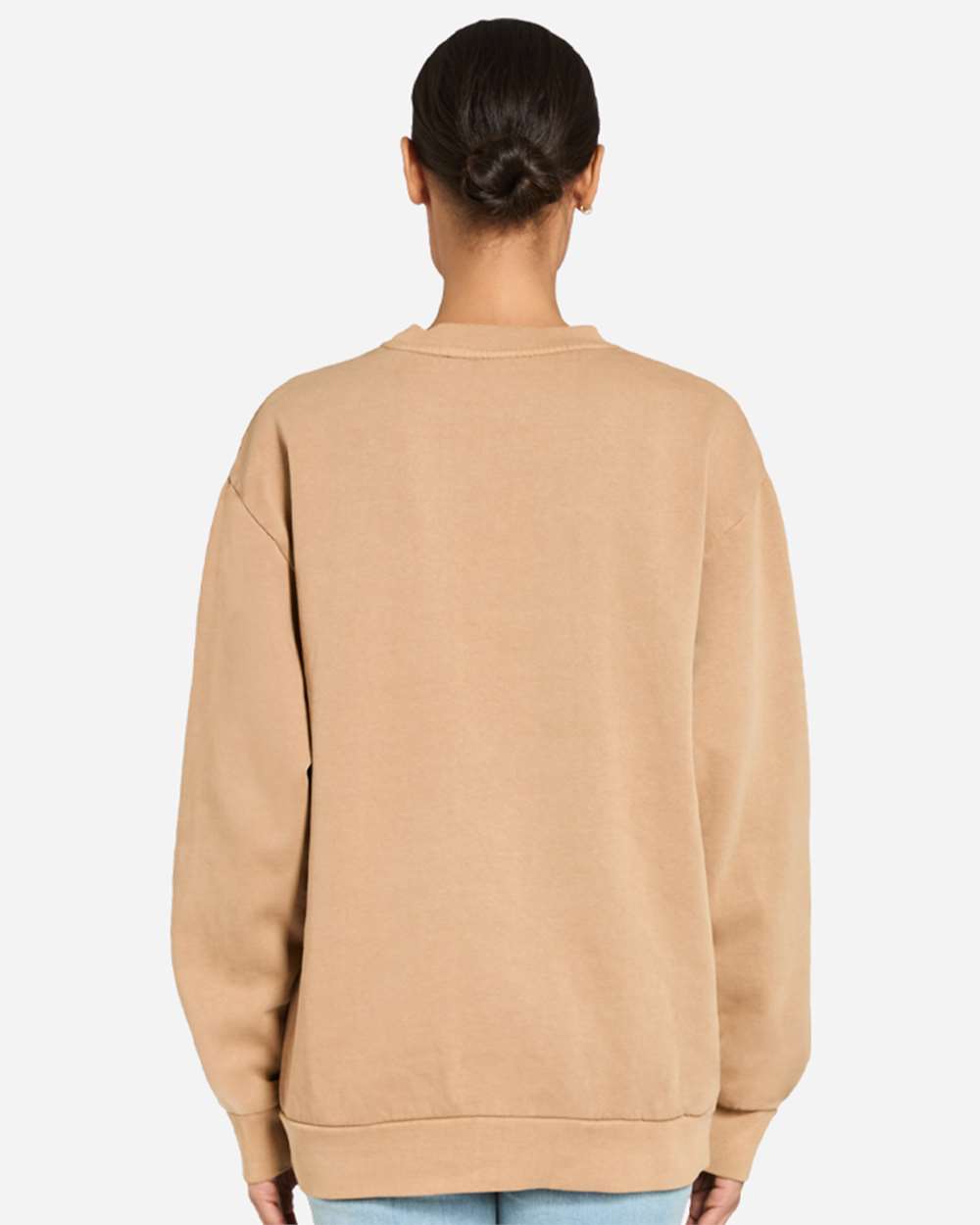 Unisex Pigment-Dyed Crewneck Sweatshirt - OnModelBack - B496C9602 - Burro