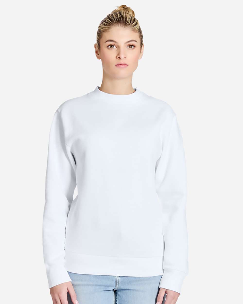 Unisex Pigment-Dyed Crewneck Sweatshirt - OnModelFront - B496C9002 - White