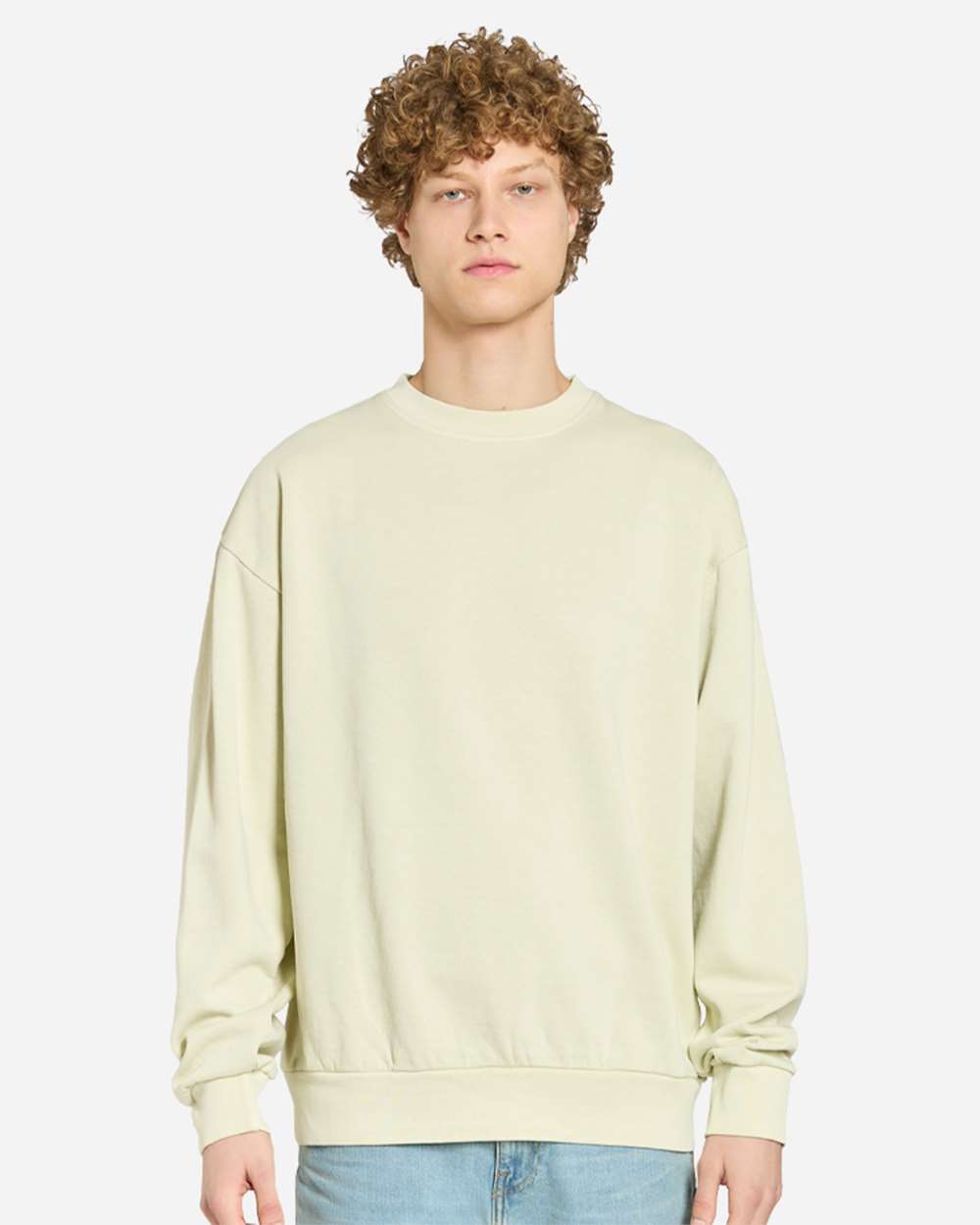 Unisex Pigment-Dyed Crewneck Sweatshirt - OnModelFront - B496C9172 - Pistachio