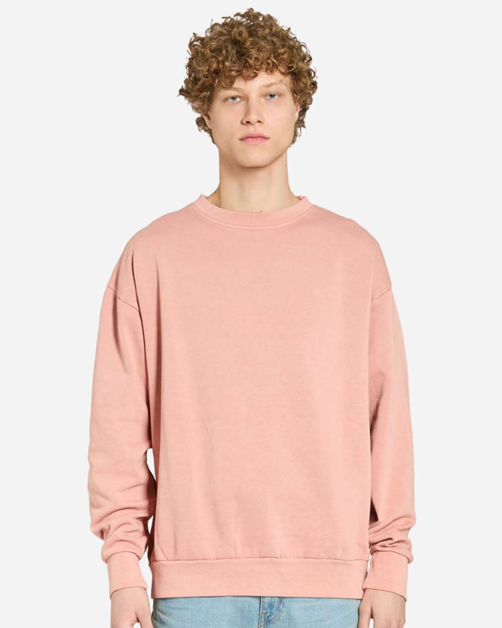 Unisex Pigment-Dyed Crewneck Sweatshirt - OnModelFront - B496C9362 - Salmon