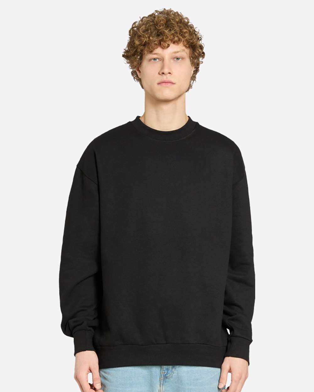 Unisex Pigment-Dyed Crewneck Sweatshirt - OnModelFront - B496C9502 - Black