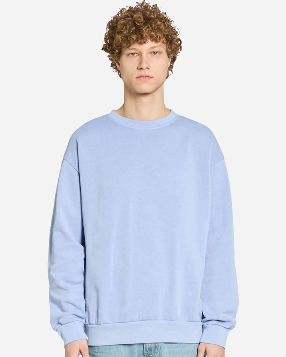 Unisex Pigment-Dyed Crewneck Sweatshirt - OnModelFront - B496C9672 - Grape Ice