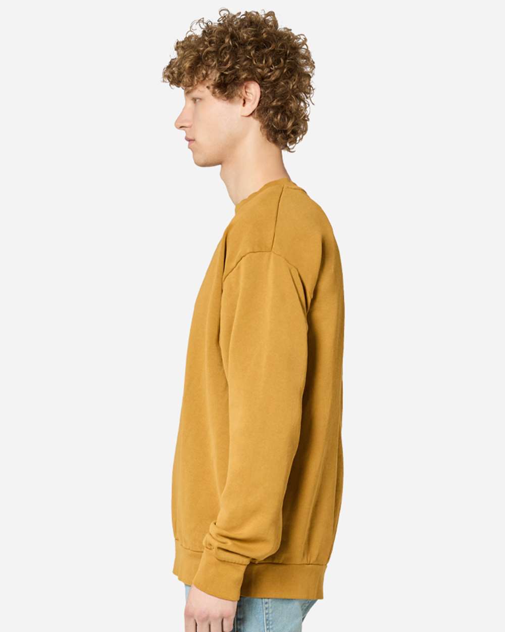 Unisex Pigment-Dyed Crewneck Sweatshirt - OnModelSide - B496C9112 - Peanut Butter