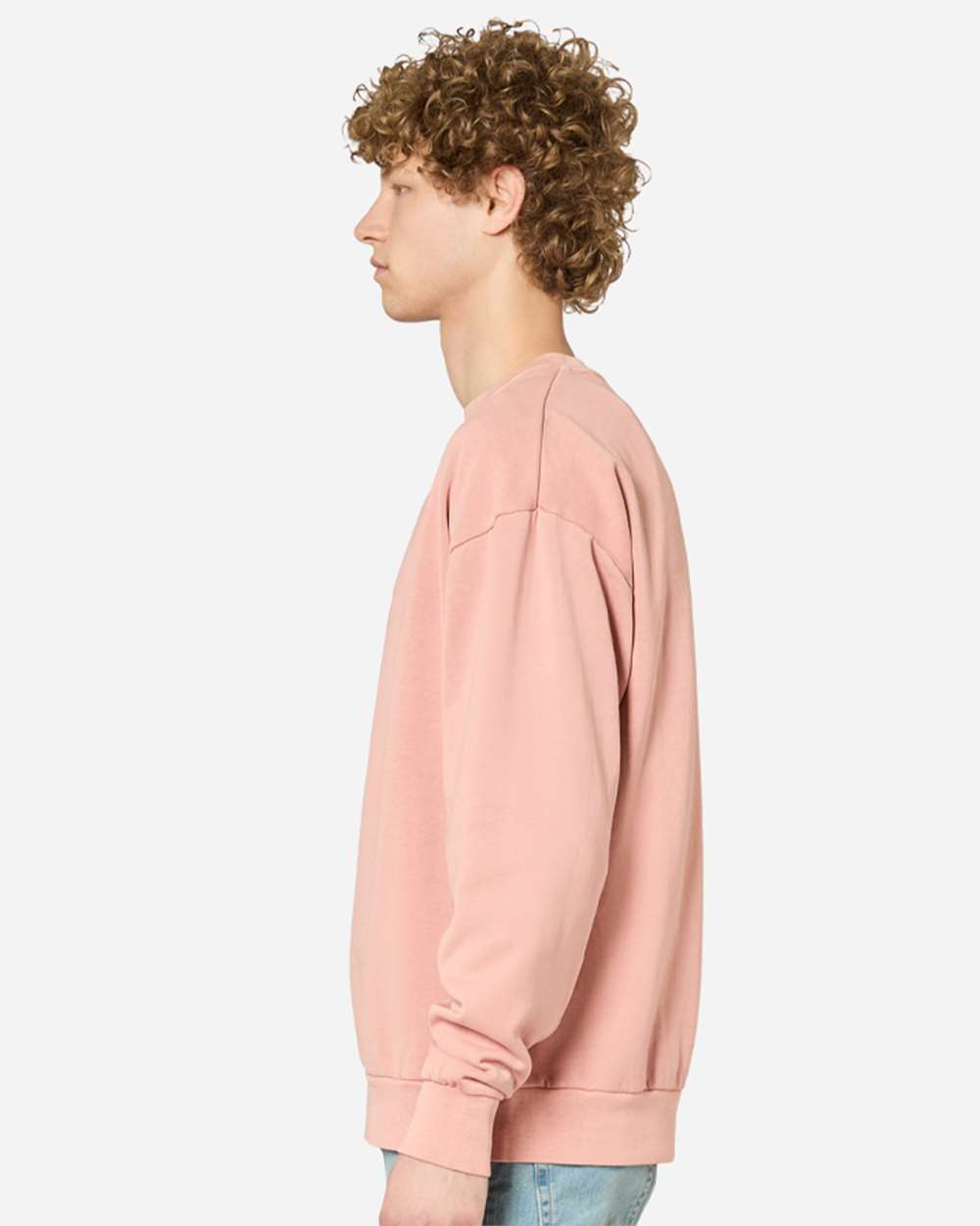 Unisex Pigment-Dyed Crewneck Sweatshirt - OnModelSide - B496C9362 - Salmon