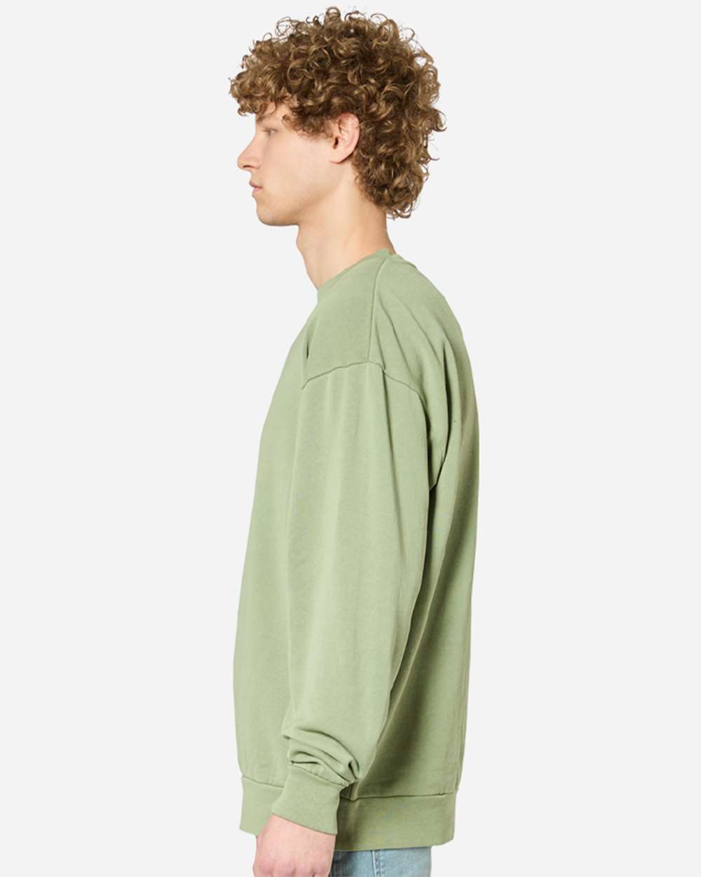 Unisex Pigment-Dyed Crewneck Sweatshirt - OnModelSide - B496C9542 - Oil Green