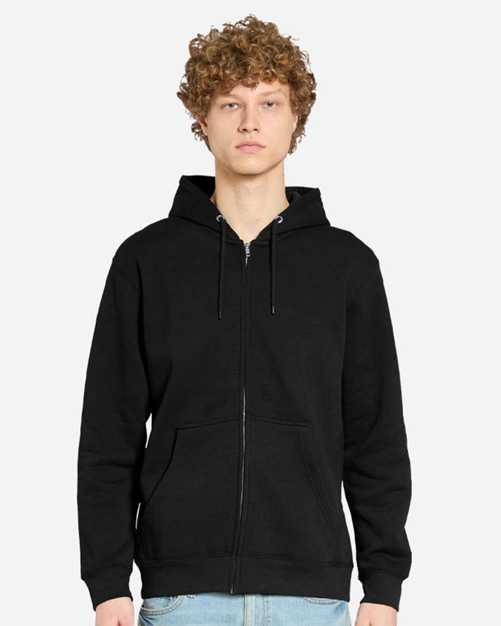 Unisex Premium Full-Zip Hooded Sweatshirt - OnModelFront - B488C9502 - Black