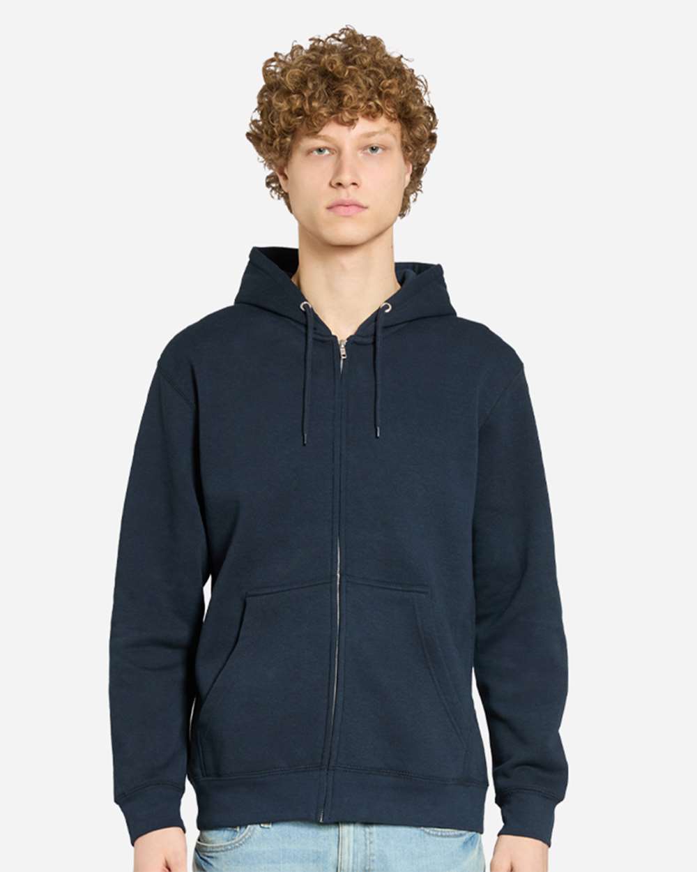 Unisex Premium Full-Zip Hooded Sweatshirt - OnModelFront - B488C9652 - Navy