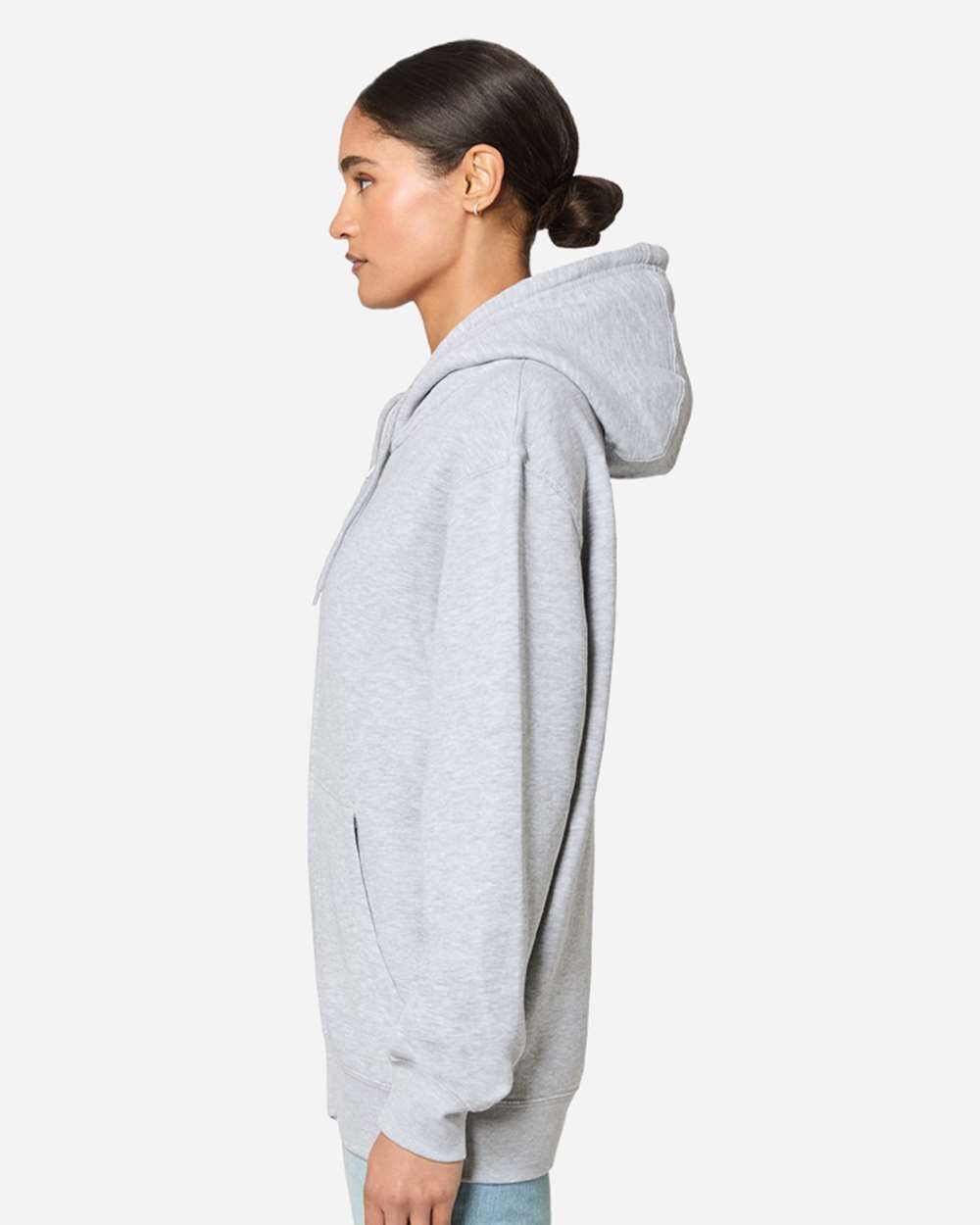 Unisex Premium Full-Zip Hooded Sweatshirt - OnModelSide - B488C9092 - Heather Grey