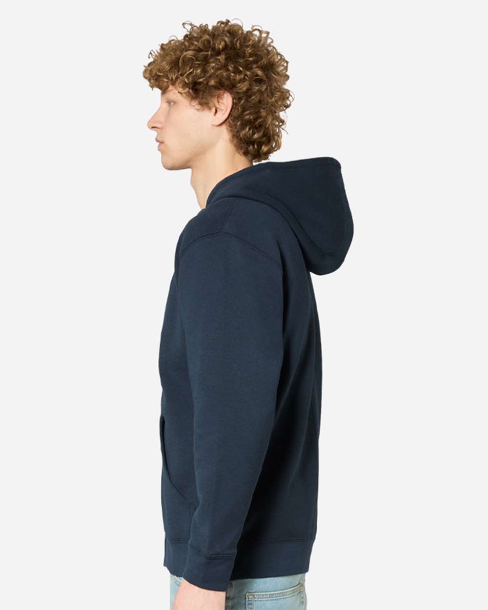 Unisex Premium Full-Zip Hooded Sweatshirt - OnModelSide - B488C9652 - Navy