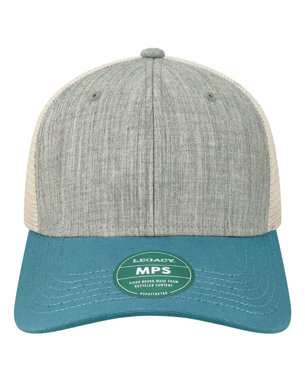 Mid-Pro Snapback Trucker Cap - Front - B93995090 - Melange Grey/ Pacific Blue/ Stone