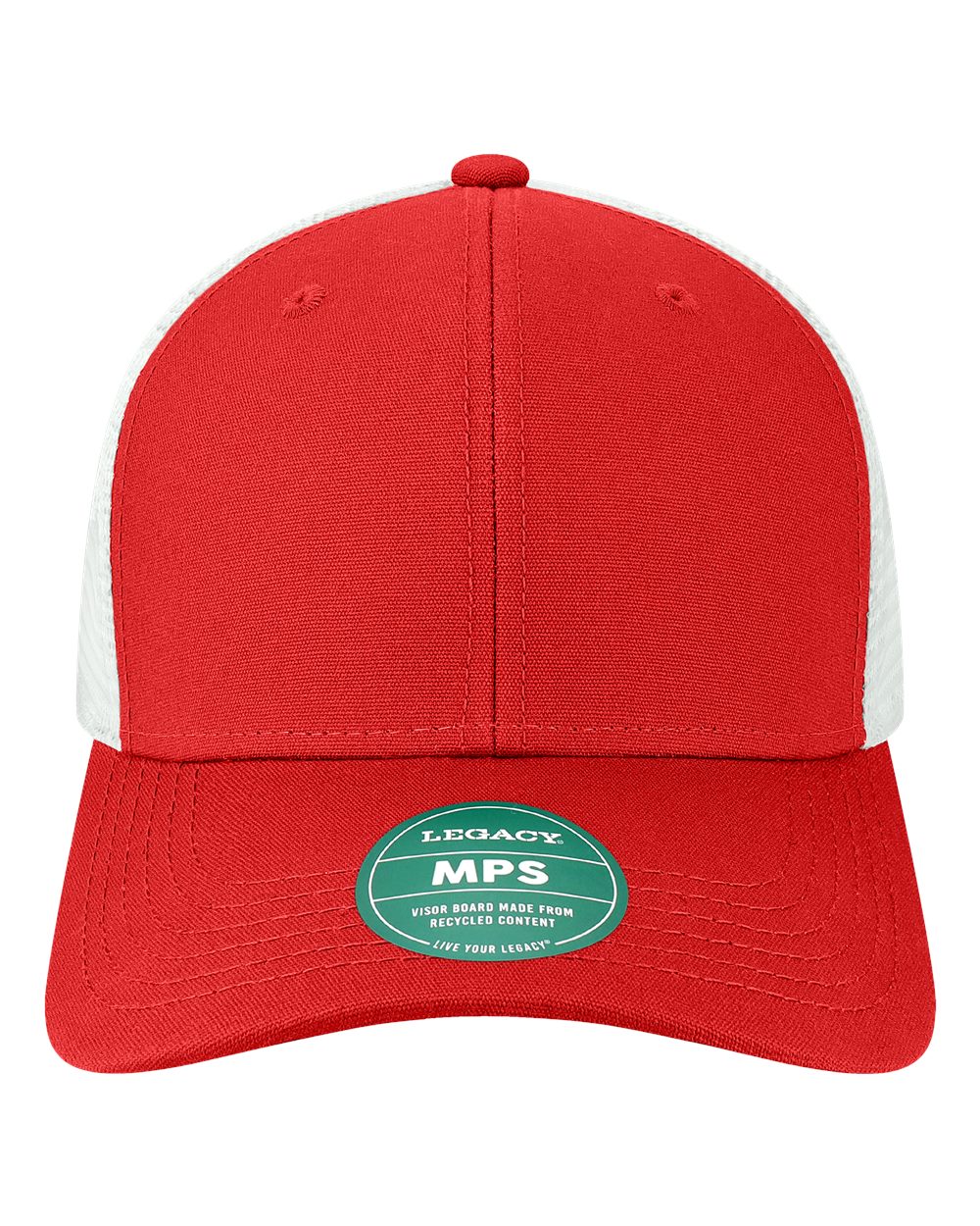 Mid-Pro Snapback Trucker Cap - Front - B93995550 - Scarlet Red/ White