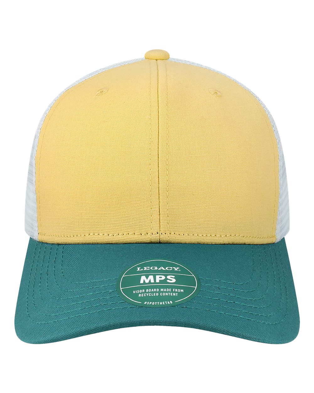 Mid-Pro Snapback Trucker Cap - Front - B93995620 - Yellow/ Marine/ White