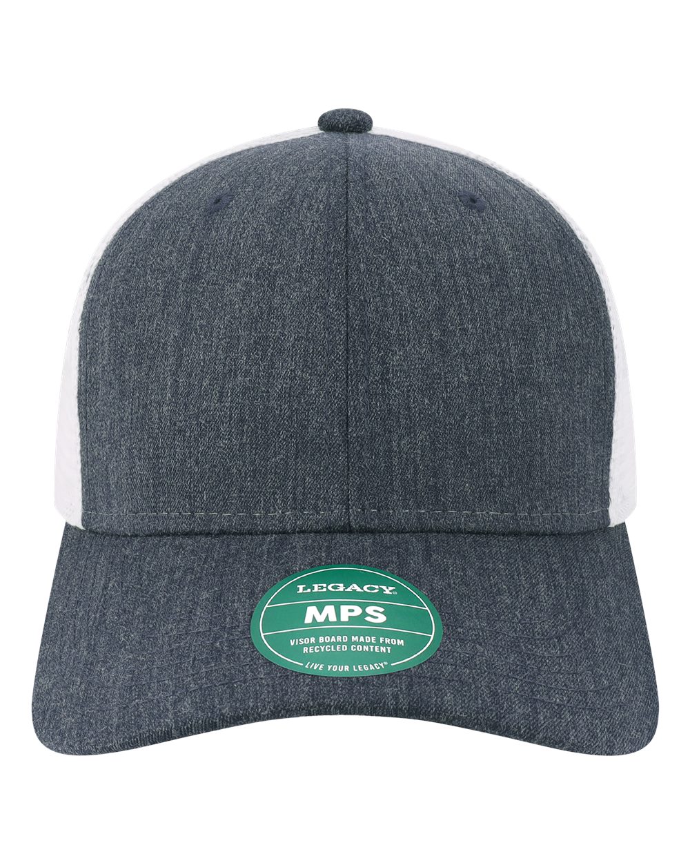 Mid-Pro Snapback Trucker Cap - Front - B93995650 - Melange Navy/ White