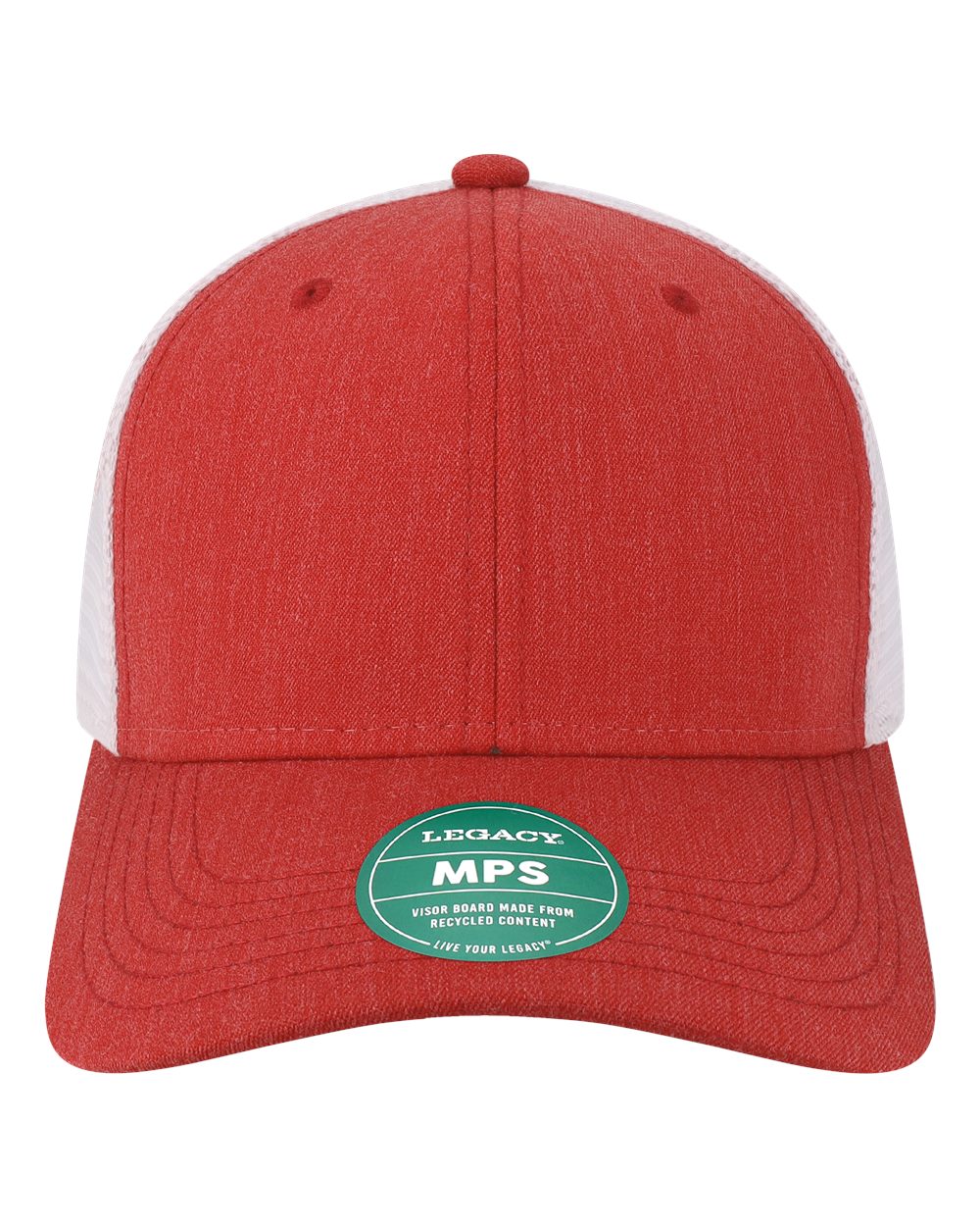 Mid-Pro Snapback Trucker Cap - Front - B93995700 - Melange Scarlet/ White
