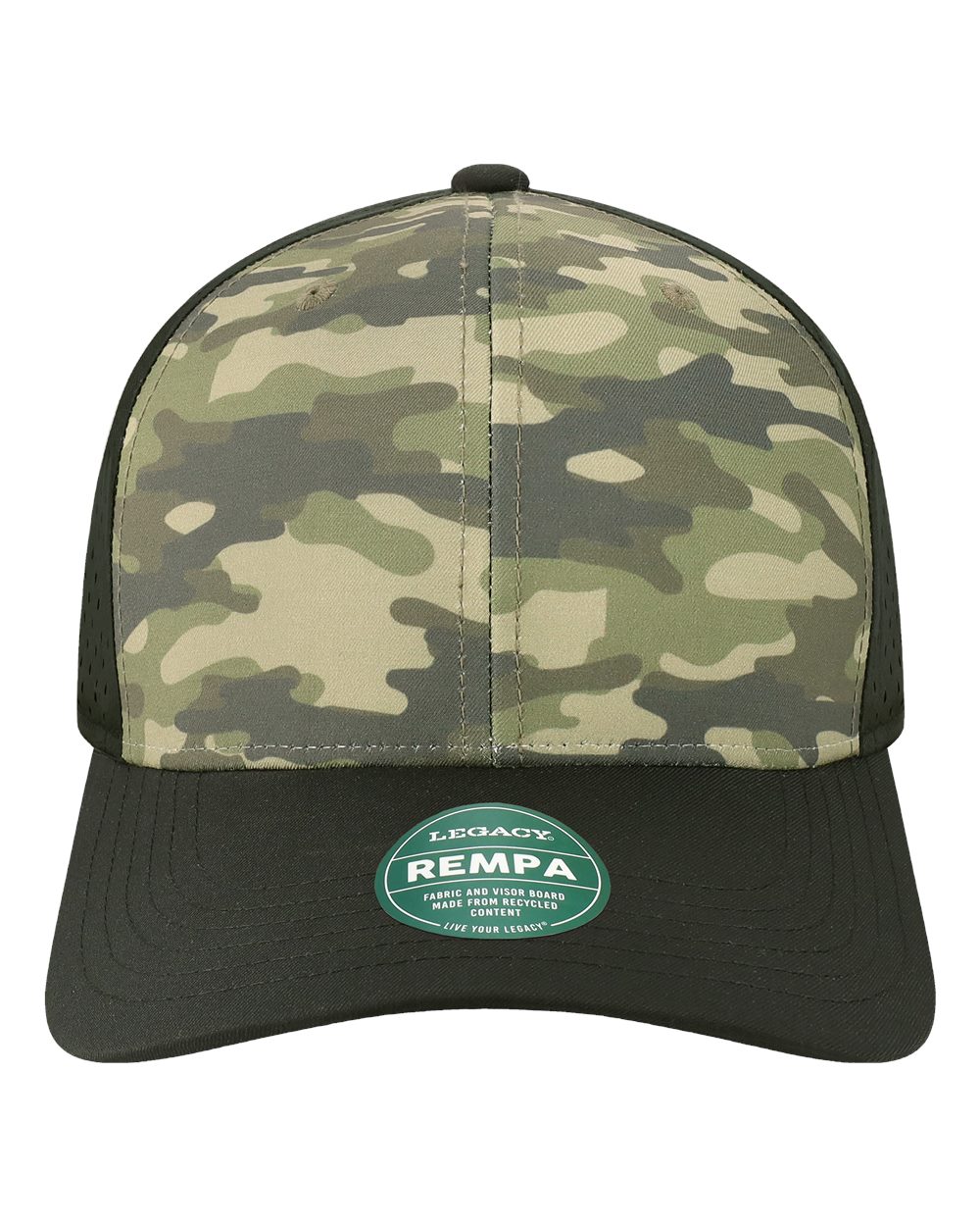 Reclaim Mid-Pro Adjustable Cap - Front - B14595540 - Dark Olive Green Camo/ Black