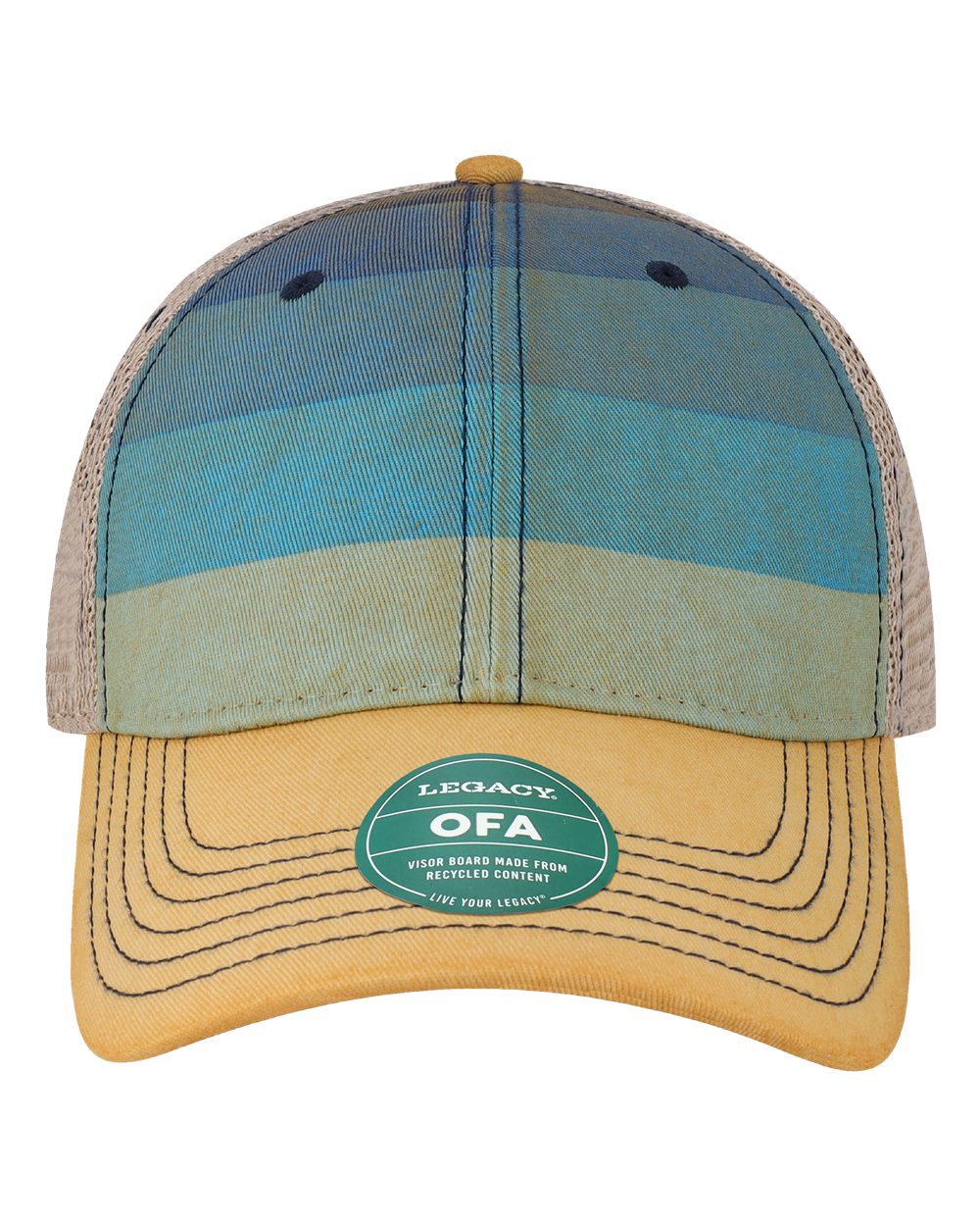 Old Favorite Trucker Cap - Front - B57295130 - Blue Stripe/ Khaki