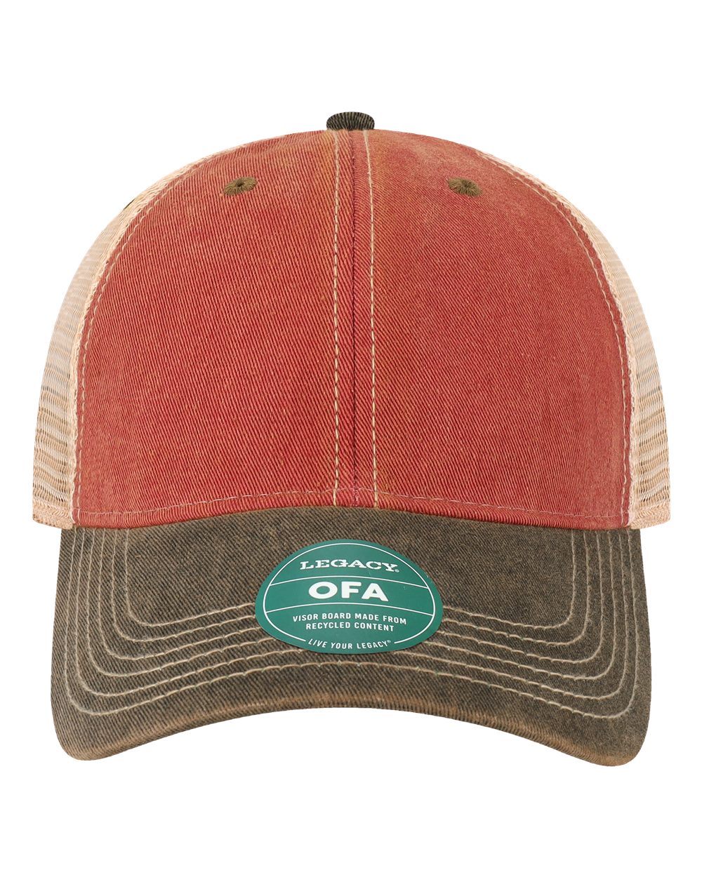 Old Favorite Trucker Cap - Front - B57295720 - Cardinal/ Black/ Khaki