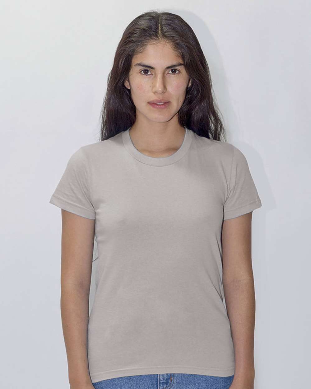 Women's USA-Made Fine Jersey T-Shirt - OnModelFront - B10663353 - Silver