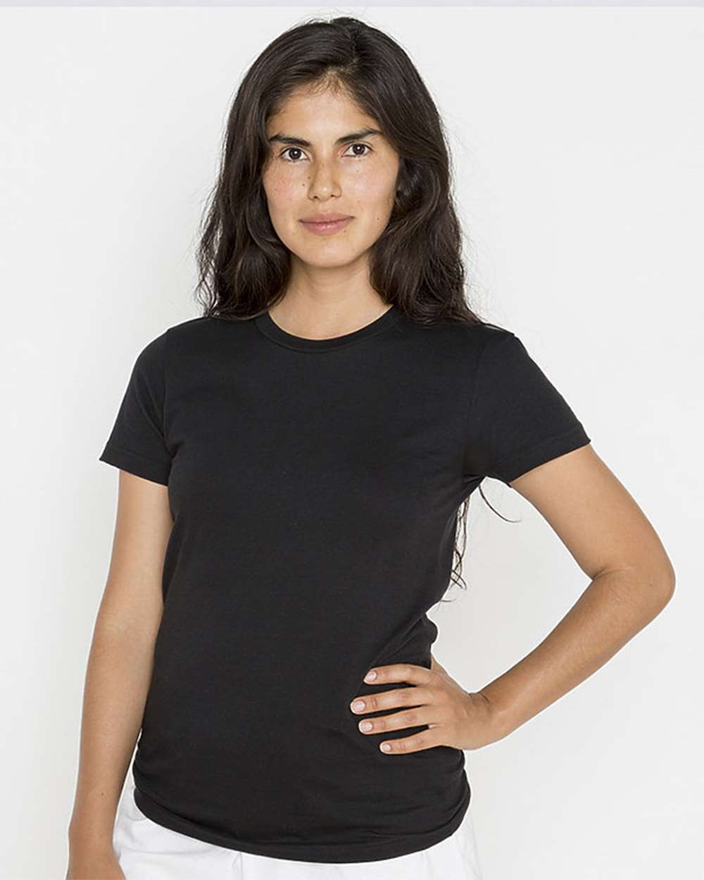 Women's USA-Made Fine Jersey T-Shirt - OnModelFront - B10663503 - Black
