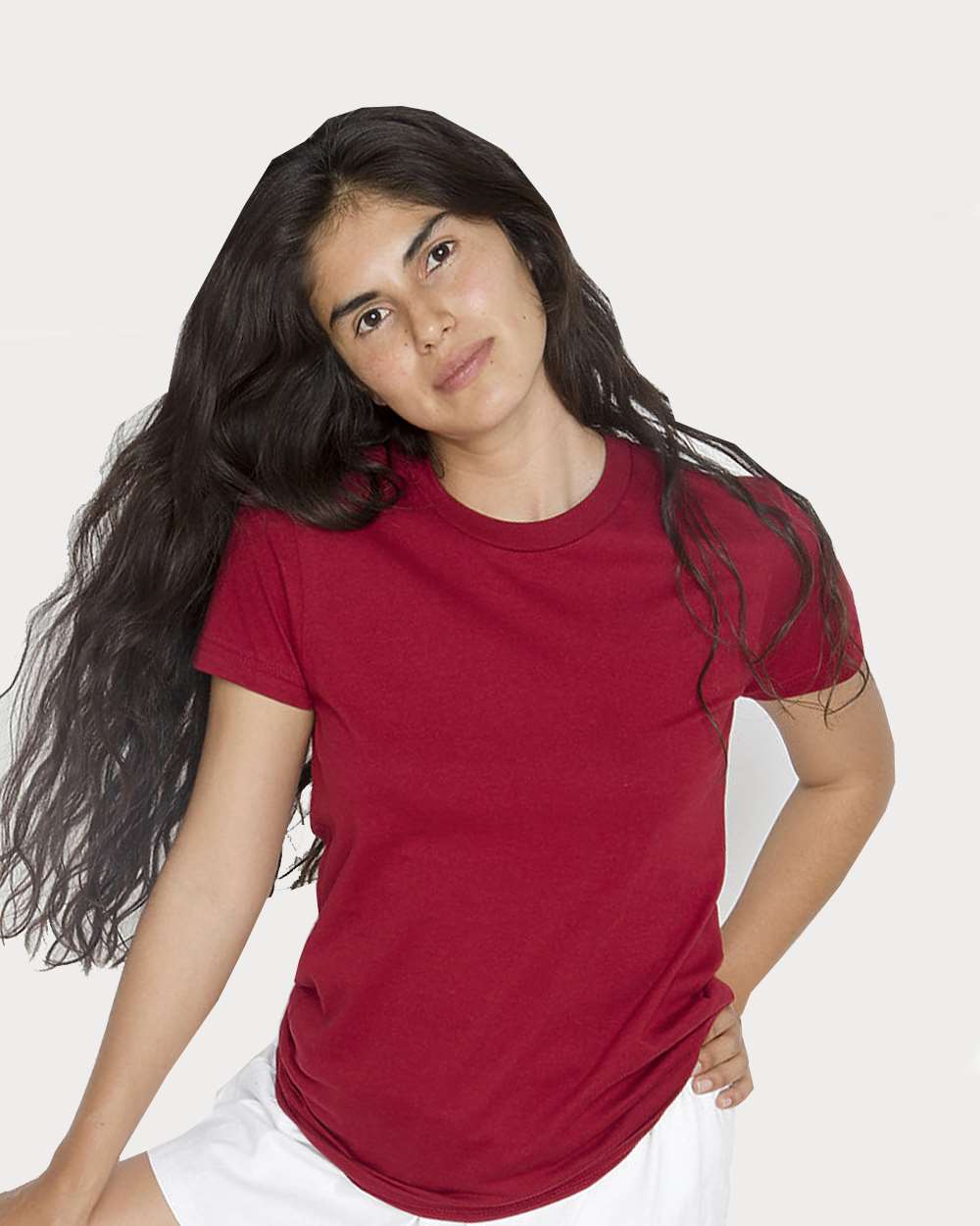 Women's USA-Made Fine Jersey T-Shirt - OnModelFront - B10663526 - Cranberry