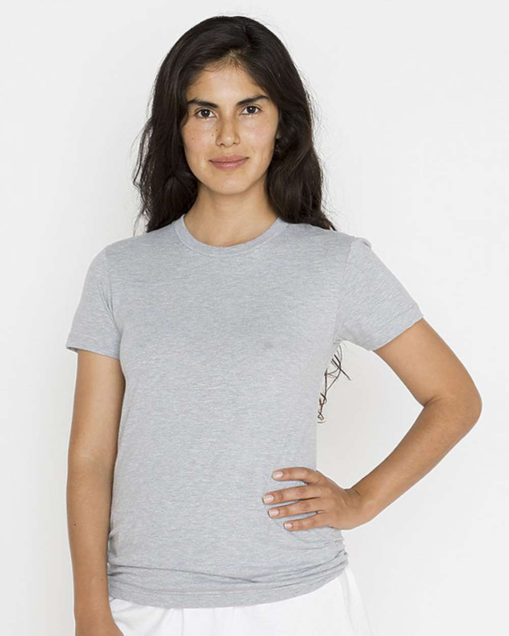 Women's USA-Made Fine Jersey T-Shirt - OnModelFront - B10663583 - Heather Grey