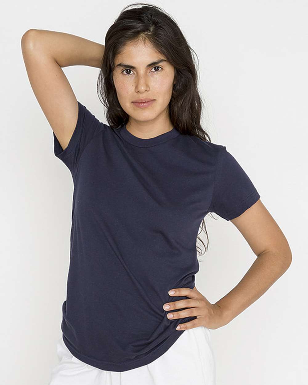 Women's USA-Made Fine Jersey T-Shirt - OnModelFront - B10663657 - Navy