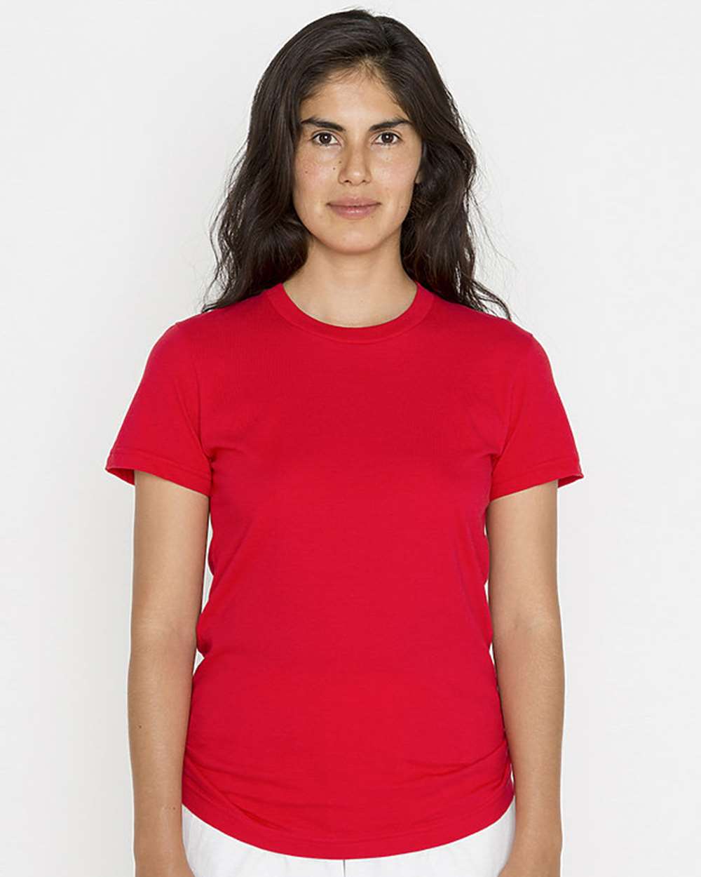 Women's USA-Made Fine Jersey T-Shirt - OnModelFront - B10663703 - Red