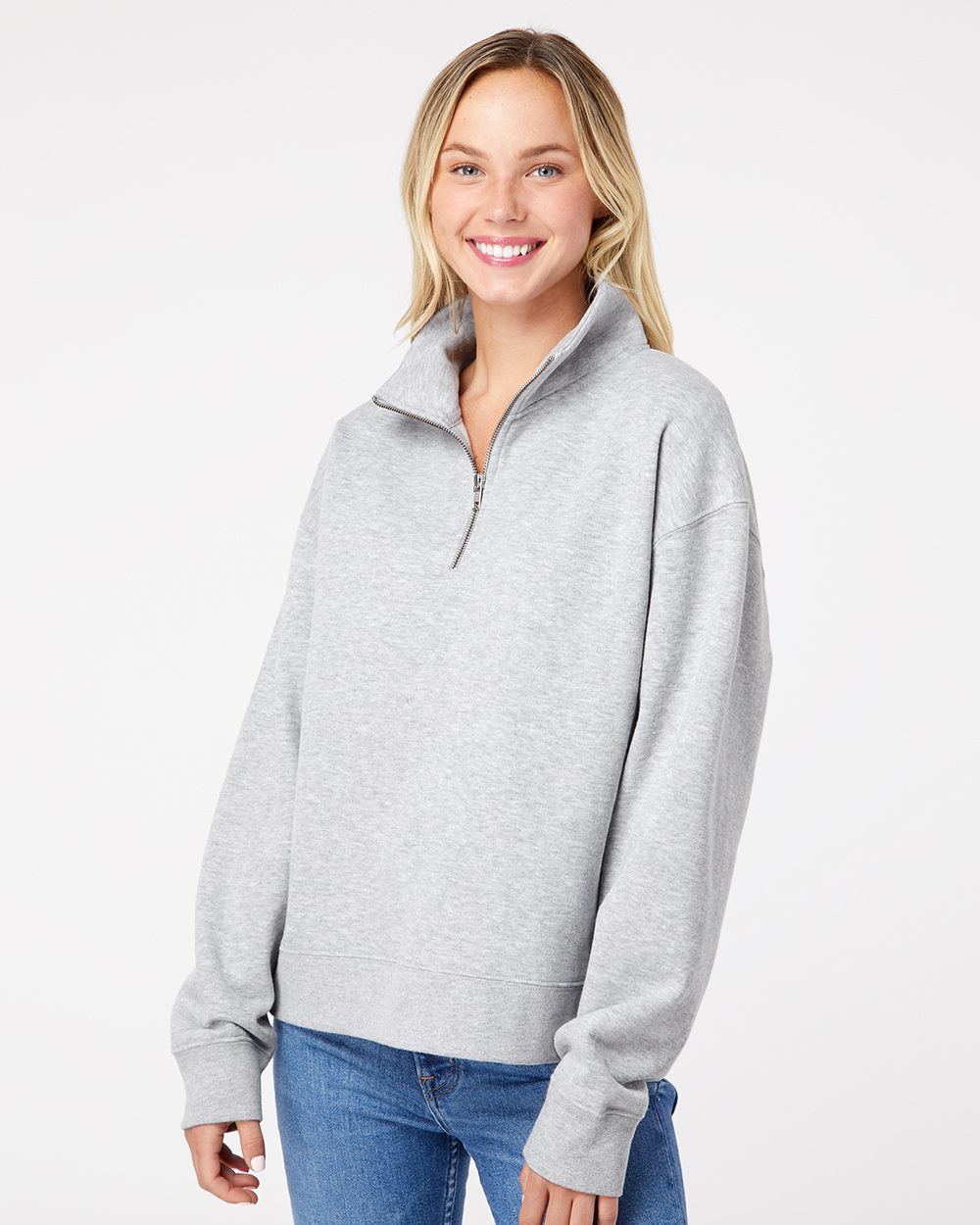 Women's Sueded Fleece Quarter-Zip Sweatshirt - styleImage