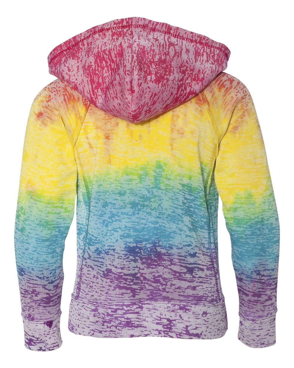 Girls’ Courtney Burnout V-Notch Hooded Sweatshirt - Back - B82552993 - Rainbow Stripe