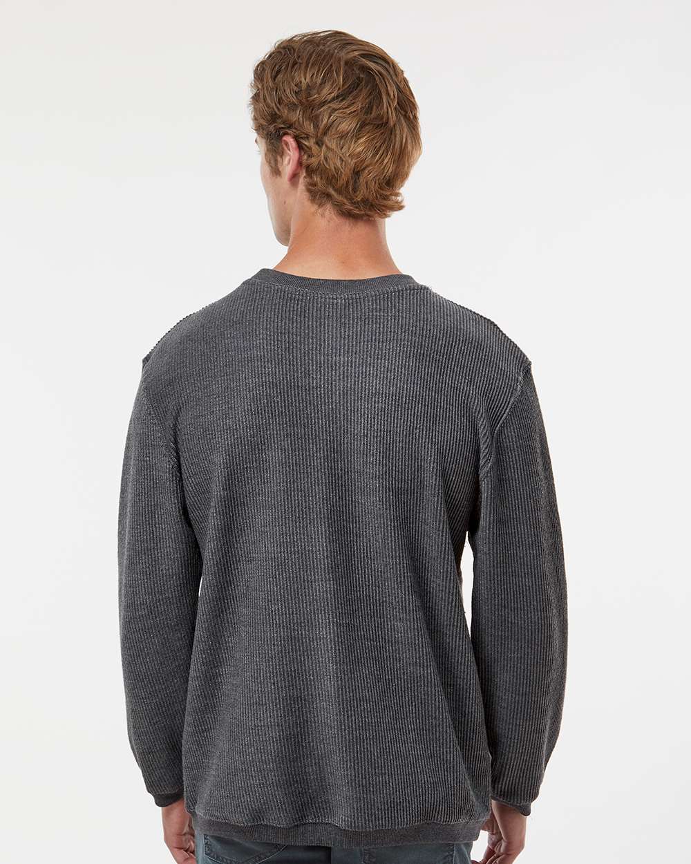 Unisex Corded Crewneck Sweatshirt - OnModelBack - B05952582 - Charcoal