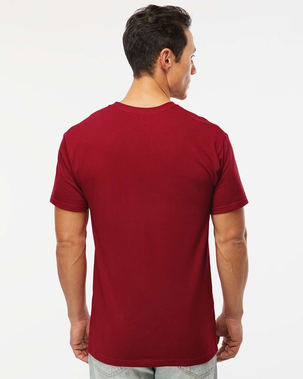 Men's Gold Soft Touch T-Shirt - OnModelBack - B01542523 - Cardinal Red