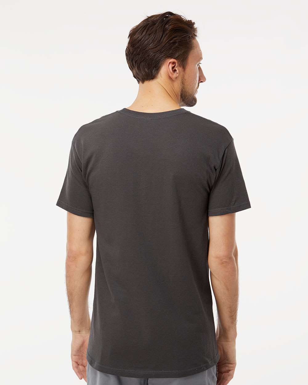 Men's Gold Soft Touch T-Shirt - OnModelBack - B01542583 - Charcoal