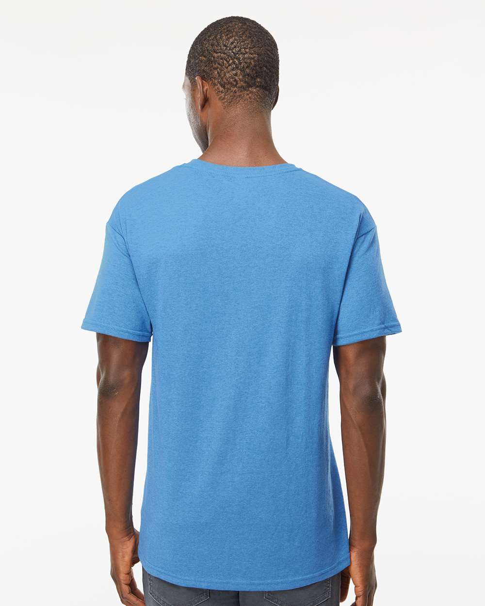 Men's Gold Soft Touch T-Shirt - OnModelBack - B01542783 - Heather Turquoise
